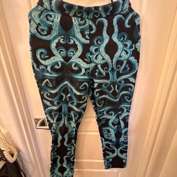 Blackmilk Pants - Blackmilk Teal Tentacles Cuffed Pants